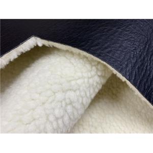 Soft Embossed Pu Leather Black Pu Bonded White Faux Fur For Garment / Coat