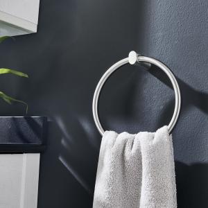 Round Brushed Nickel Hand Towel Holder SUS 304 Stainless Steel Wall Mounted