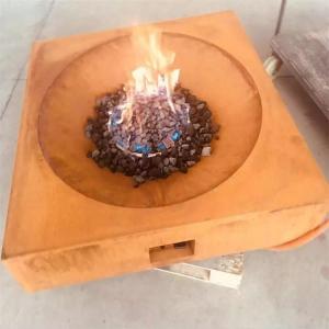 Portable Natural Gas Corten Steel Square Fire Table For Backyard Heater