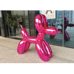 China Modern Art Hot Pink Balloon Dog Resin Outdoor Fiberglass Sculpture supplier