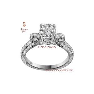 China manufacture diamond pave imitation brass antique style engagement ring clear AAA CZ supplier