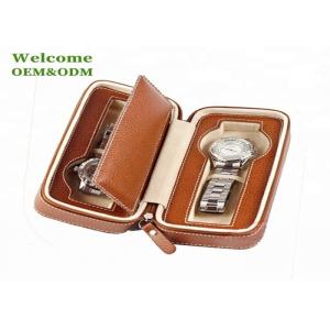 China Handmade Watch Packing Box Classic with Brown Zip Leather  Travel Cases supplier