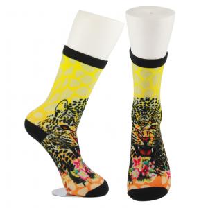 Yellow Anti Slip Custom Printed Socks , Eco - Friendly Soft Cute Printed Socks