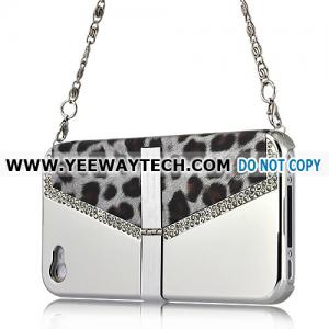 China iphone 4S back covers 42232 Xcase - Chain Handle Rhinestone Leopard Case with Stand for iPhone 4 (Silver) supplier