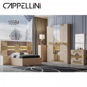 China Turkish High Glossy Bedroom Sets Furniture MDF Wood King Size Storage Bed supplier