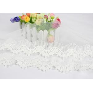 Off White Cotton Embroidered Lace Trim For Sewing Clothes / DIY Wedding Dress Decoration