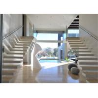 China Minimalist Modern Wooden Staircase Designs , Floating Stairs With Glass Railing on sale