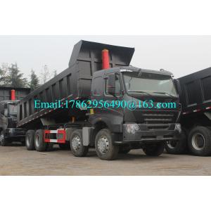 China Black 371 HP 8x4 Heavy Duty Dump Truck With ZF8118 Steering Gear Box And HW76 Cab supplier