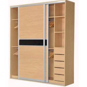 China Sliding door Particle Board Wardrobe With Trouser Hanger Rack Clothes Rail wholesale