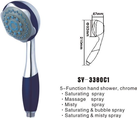 Luxury chromed plastic 5-Function water saving shower head