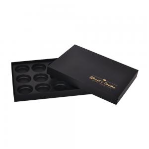 Black Paperboard Hot Stamping Chocolate Packaging Boxes With Plastic Insert