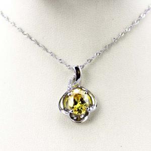China 925 Silver Wave Chain Necklace and  Citrine Cubic Zircon Pendant (PSJ0431) supplier