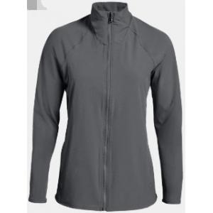 Grey Womens Woven Jacket , Plain Dyed Womens Full Zip Jacket OEM Design