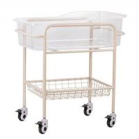 China Stainless Steel Frame ABS Hospital Baby Cot With Storage Shelf on sale