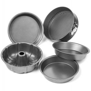 5 Piece Nonstick Cake Pans Set with 9 Inch Round Cake Pans, 9 Inch Spring form Cake Pan and 10 In Bundt Cake Pan