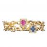 China Lady Gold Chain Link Bracelet With Red Shining Diamond Cross Charm wholesale