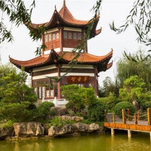 China Double Storey Glazed Roof Tile Hexagonal Gazebo Pavilion For Park And Landscape supplier