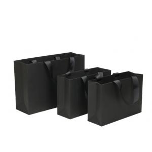 China Soft Edge Black Paper Carrier Bags , Recycled Gift Bags Various Shape Available wholesale