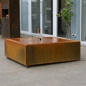 Decoration Outdoor Square Metal Wate Table Corten Steel Garden Water Fountain