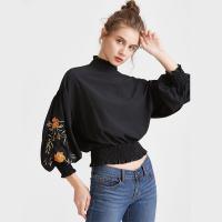 China 2017 Fashionable black embroidered blouses for women on sale