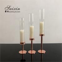 China Single Rose Gold Candle Centerpieces Unity Metal Candle Holders 3 Piece Set on sale