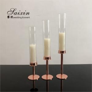 Single Rose Gold Candle Centerpieces Unity Metal Candle Holders 3 Piece Set