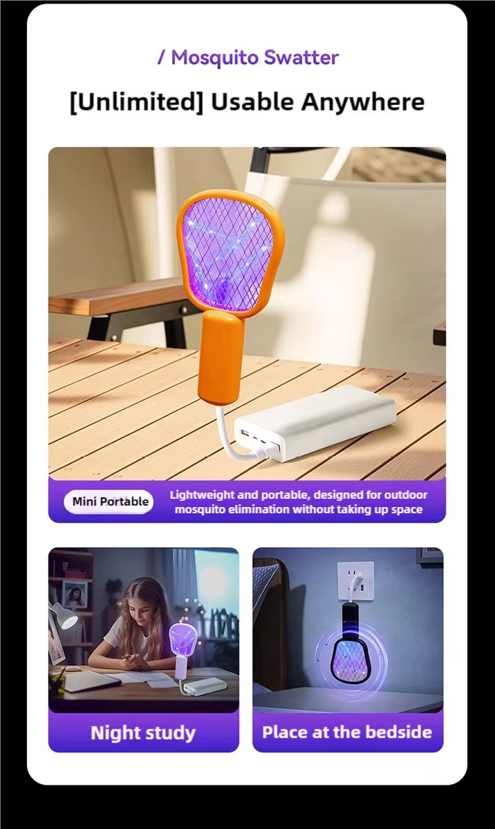 China JZ 3 in 1 USB Type Portable Mosquito Lamp with Night Light and High Voltage Swatter Safe Wet Bug Zapper Solid State wholesale