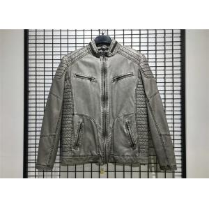 Winter Mens PU Jacket , Pu Leather Jacket With Garment Dyed Technical