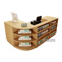 China Customizable Supermarket Checkout Counter MDF Wood Grocery Shop Cashier Desk on sale