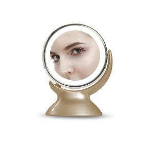 China 360° Rotation Countertop Makeup Mirror Dual Sided With 3 Free Batteries LED Light supplier