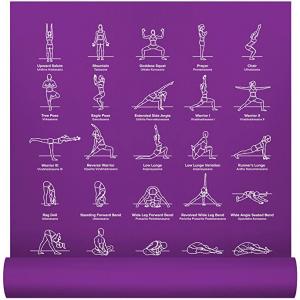 24" X 68" Instructional Non Slip Eco Friendly 70 Printed Poses Yoga Mat for Men and Women