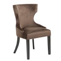 Solid Wood Dining Chair with nailhead,Velvet Dining Chair in Dark Color,Antique Dining Chair HL-6095
