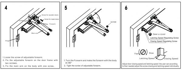 Automatic Electric Door Closer Closing Speed Adjustment 180