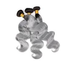 China Virgin Indian Human Hair Bundles , Grey Ombre Hair Bundles Two Tone Full End on sale