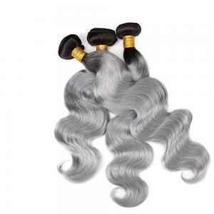 Virgin Indian Human Hair Bundles , Grey Ombre Hair Bundles Two Tone Full End