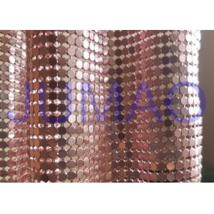 4 Mm Rose Gold Metal Mesh Fabric , Ring Connection Aluminum Brass Mesh Fabric