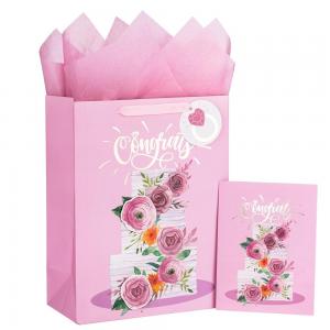 China Custom Pattern Type Folding Pink Wedding Gift Packaging Tote Paper Bag for Wedding Cake supplier