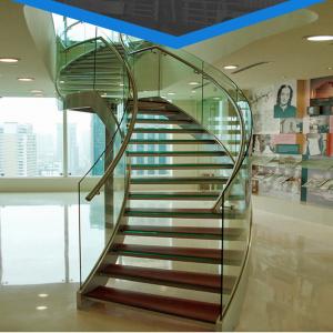 Curved Glass Panel Stainless Steel Upright With Glass Clamps