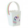 250gsm Whitecard Unicorn Flat Candy Paper Bag With Rainbow Handle