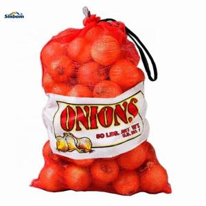 25kg 50kg Vegetable Onion Potato Fruit Packaging Bag PE Date Leno Net Mesh Bag with Label
