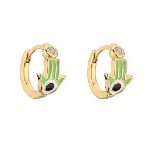 Zircon Colorful 14k Gold Hoop Earrings Jewelry Enamel Palm Cuff For Women Girls