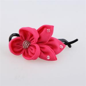 Various Sizes Fabric Flower Hair Accessories Red Satin Flower Hair Clips Durable