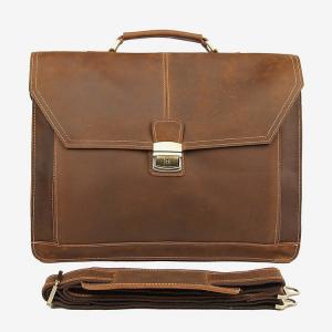 Waterproof Genuine Leather Briefcase Rugged Leather Computer Laptop Bag BRB10