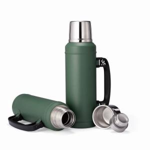 Vintage 18/8 SS 1L Insulated Water Bottle Leakproof Metal Water Jug Military Green