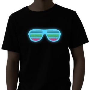 Douille courte noire de clignotant activée saine lumineuse de T-shirt de LED