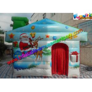 Customized Inflatable Christmas Decorations , PVC Inflatable Santa Grotto House