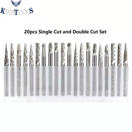 20PC Double Cut Carbide Burr Set 0.118" (3mm) Shank, Rotary Tool Bits Cutting