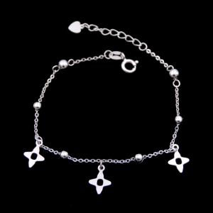 China Clover Shape Plain Silver Bracelet 925 Sterling Silver Jewelry Bracelets Charms supplier