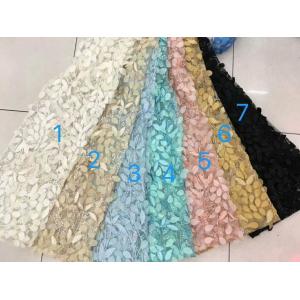 China 3D Flower Multi Colored Lace Fabric For Show / Embroidered Sequin Lace Fabric supplier