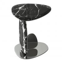 China Smooth Surface Oval Black Marble Top Sofa Table Height 55cm on sale